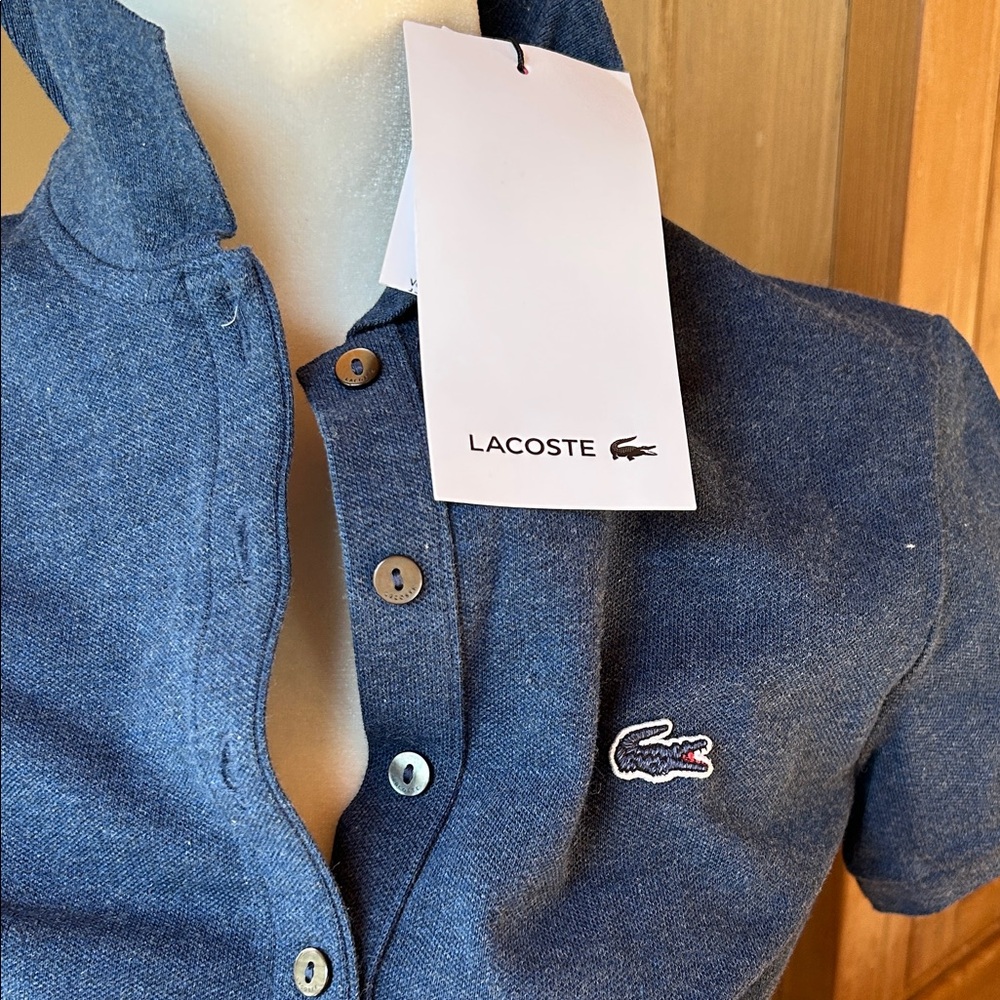 NWT Lacoste Slim Navy Short-Sleeve Polo Mini Dress -S2 - Picture 2 of 7